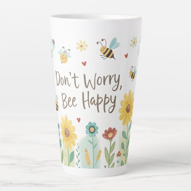 Tasse Latte Don't Worry Bee Happy Cute Bee  (Devant)