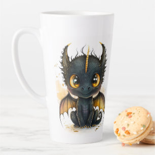 Tasse Latte Dragon Bébé Noir Oeil Or