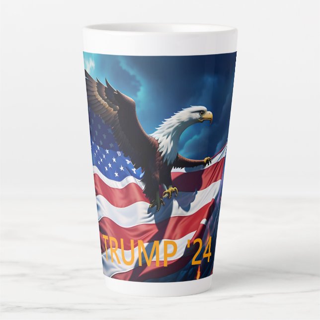 Tasse Latte Drapeau américain Aigle TRUMP 2024 (Devant)