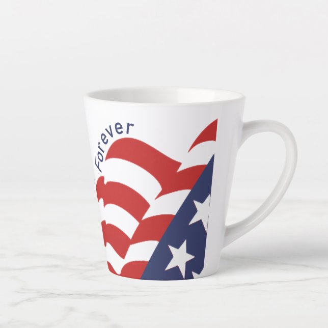 Tasse Latte Drapeau américain d'étoiles et de rayures pour tou (Droite)