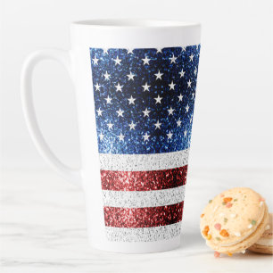 Tasse Latte Drapeau américain rouge blanc brillant parties sci