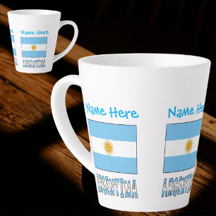 Tasse Latte Drapeau argentin Argentine Personnalisation Bleu