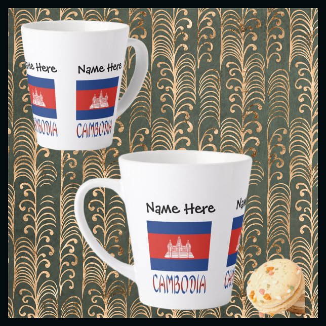 Tasse Latte Drapeau cambodgien Personnalisé Petit Dernier (Créateur téléchargé)
