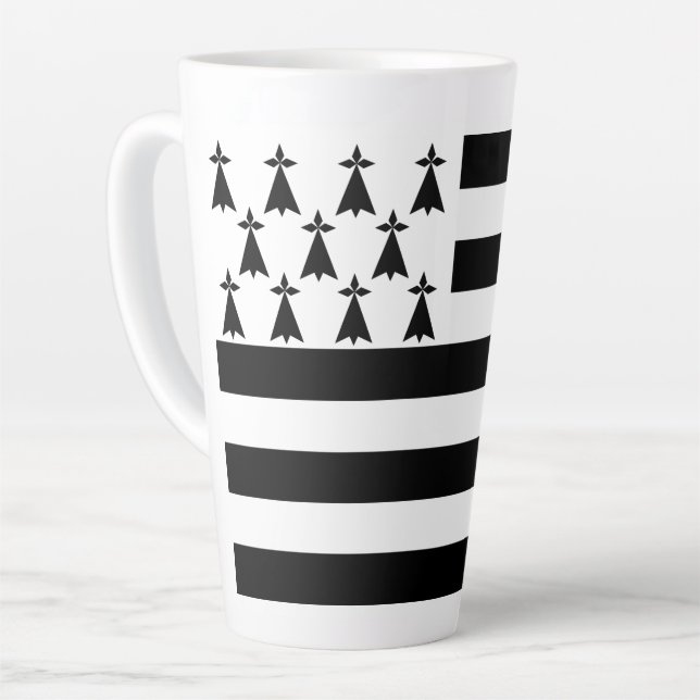 Tasse Latte Drapeau de Bretagne patriotique (Angle gauche)