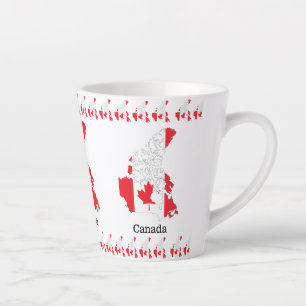 Tasse Latte Drapeau de la fierté canadienne dans la carte