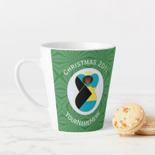 Tasse Latte Drapeau de Noël Arubéen Ange Noir Personnalisé