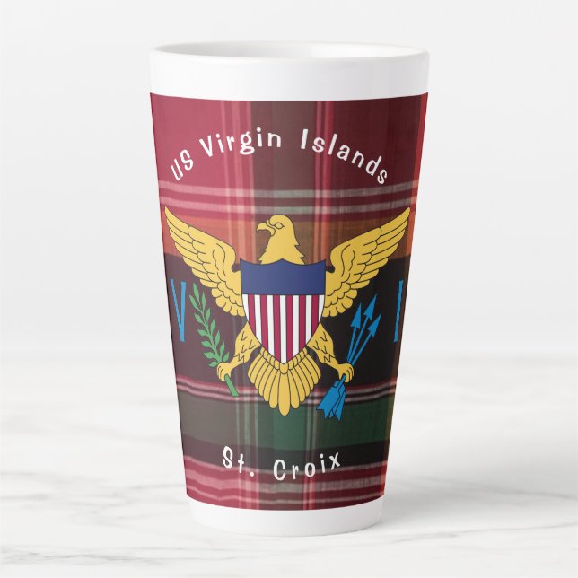 Tasse Latte Drapeau des îles Vierges américaines Madras Motif  (Devant)