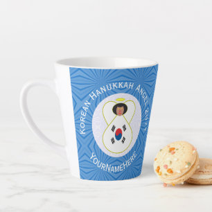 Tasse Latte Drapeau Hanoukka de l'ange sud-coréen Personnalisé