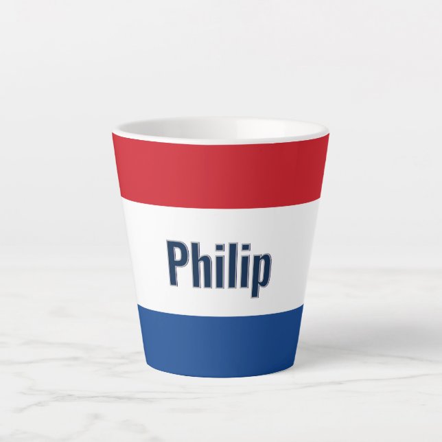 Tasse Latte Drapeau néerlandais personnalisé (Devant)