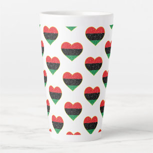 Tasse Latte drapeau panafricain cœur histoire noire afro-améri
