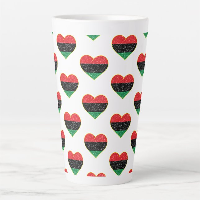 Tasse Latte drapeau panafricain cœur histoire noire afro-améri (Devant)