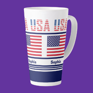Tasse Latte Drapeau patriotique américain personnalisé