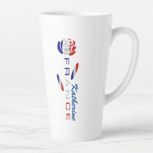 Tasse Latte Drapeau Rose Français Personnalisé 