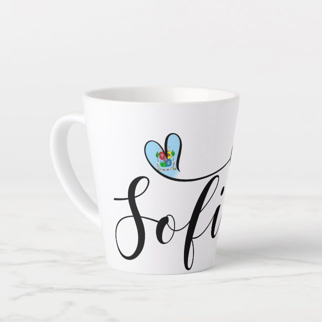Tasse Latte Drapeau Sofia, Je Coeur Sofia, Bulgarie (Angle gauche)