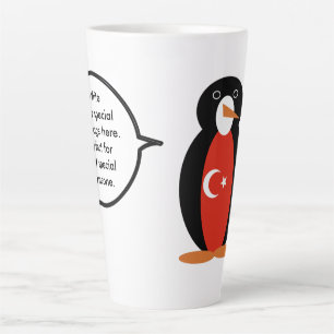Tasse Latte Drapeau Turc Ms. Pingouin Personnalisé Parlant 