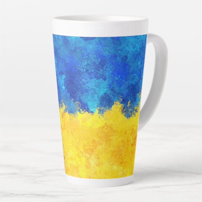 Tasse Latte drapeau ukrainien  (Angle droit)
