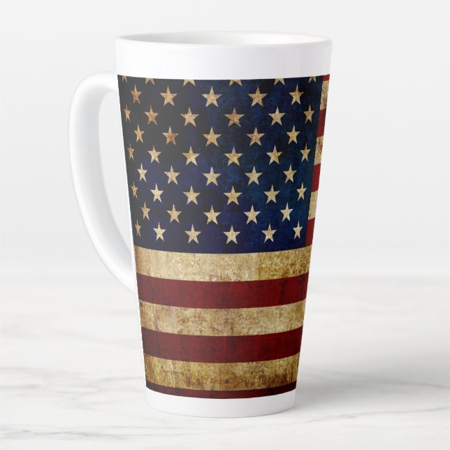 Tasse Latte Drapeau USA / Grunge (Angle gauche)