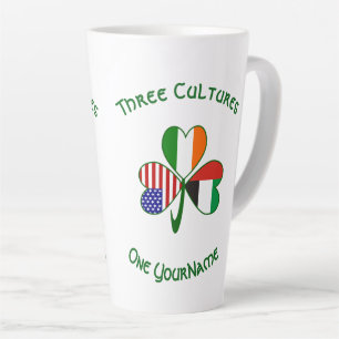 Tasse Latte Drapeaux UAE Irlandais États-Unis Trèfle Personnal