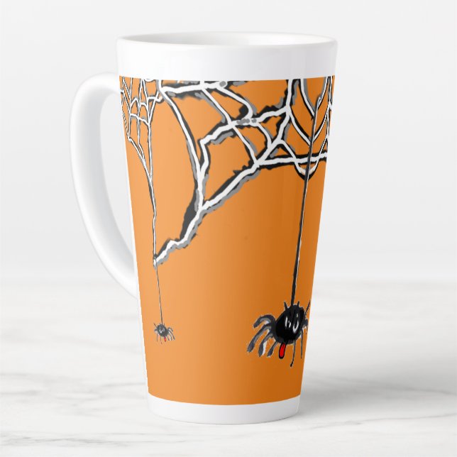 Tasse Latte Drôle Aiders Cartoon Cust. Musique en latte orange (Angle gauche)