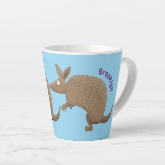 Tasse Latte Drôle armadillo joyeux dessin animé (Angle droit)