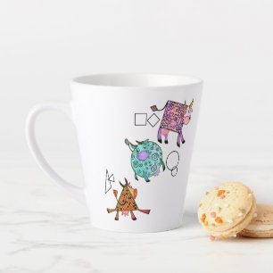 Tasse Latte Drôle coloré Géométrique Vaches dessin de dessin