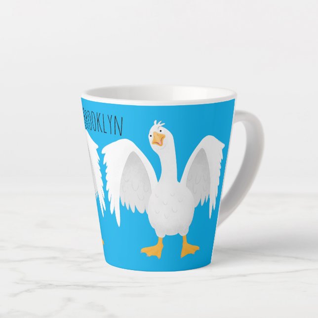 Tasse Latte Drôle curieuse dessin animé d'oie domestique (Angle droit)