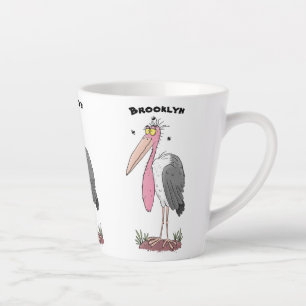 Tasse Latte Drôle dessin animé de cigogne en marabou