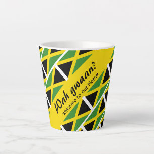 Tasse Latte Drôle drôle personnalisé WAH GWAAN Jamaïque Drapea