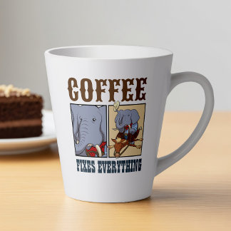 Tasse Latte Drôle Elephant Café Fixe Tout Carton