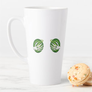 Tasse Latte Drôle Halloween Squelette mains tenant Melons