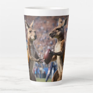 Tasse Latte Drôle Kangaroos Australien Jouant Au Football,