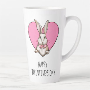 Tasse Latte Drôle lapin Vintage & Coeur Personnalisé Saint Val