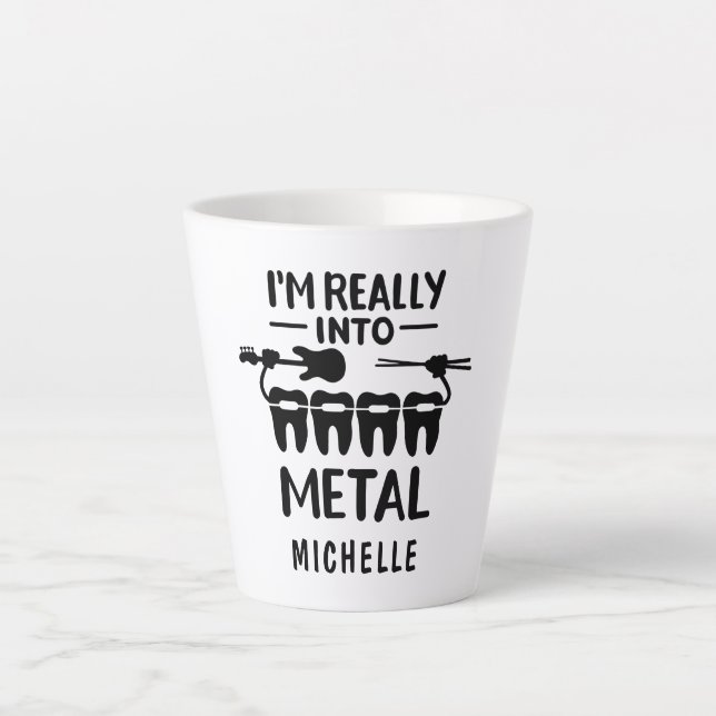 Tasse Latte Drôle Orthodontiste Nom professionnel personnalisé (Devant)