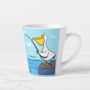 Tasse Latte Drôle pélican de pêche