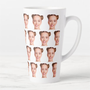 Tasse Latte Drôle Personnalisé Visage Coupé Femmes Photo Grand