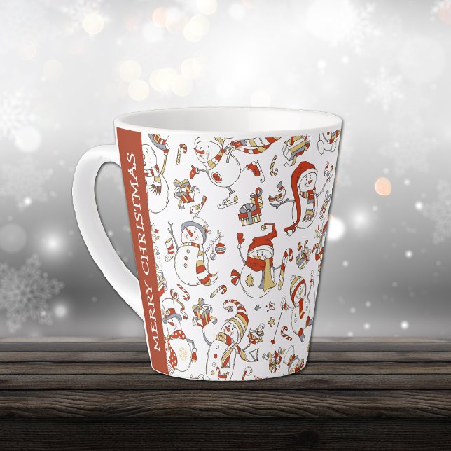Tasse Latte Drôle Snowmen Noël Nouvel An Motif (Créateur téléchargé)