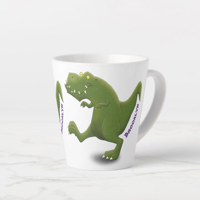 Tasse Latte Drôle T rex dinosaure dessin animé humour (Angle droit)