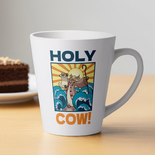 Tasse Latte Drôle vache Sainte vache! Caricature d'animal de j (Créateur téléchargé)