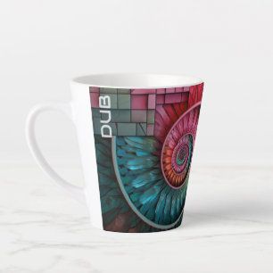Tasse Latte Dubman Designs : Monogramme en spirale mosaïque de