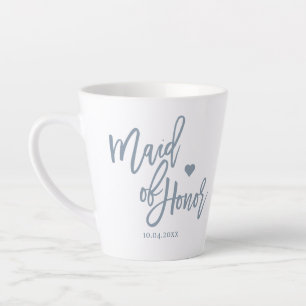 Tasse Latte Dusty Blue Maid of Honor Lettrer le script