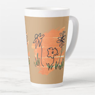 Tasse Latte Échantillon de peinture de trois fleurs