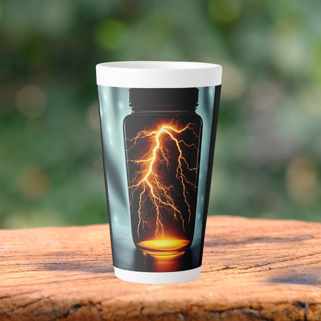 Tasse Latte Éclair Dans Un Art numérique À Bouteille (Créateur téléchargé)