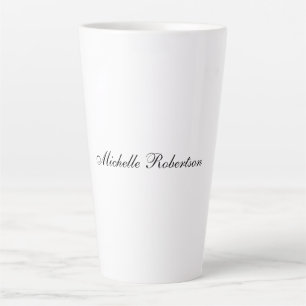 Tasse Latte Écriture manuscrite noire Noir Blanc Plaine minima