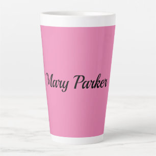 Tasse Latte Écriture manuscrite Nom professionnel simple rose