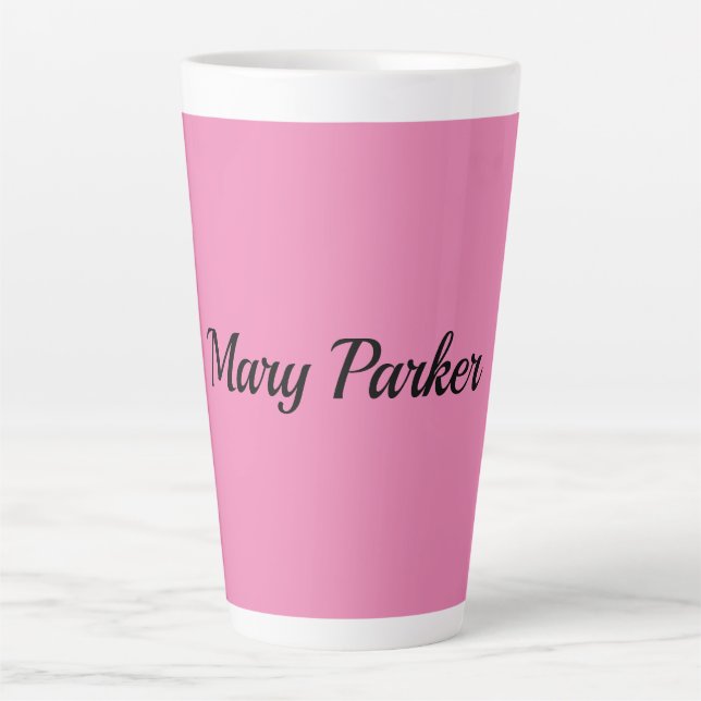 Tasse Latte Écriture manuscrite Nom professionnel simple rose (Devant)