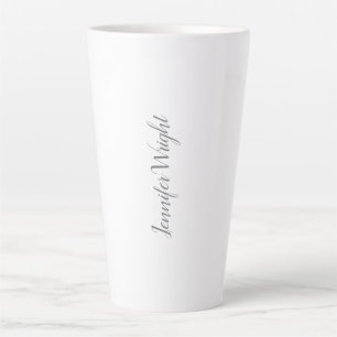 Tasse Latte Écriture minimaliste professionnelle gris blanc