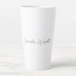 Tasse Latte Écriture minimaliste professionnelle gris blanc
