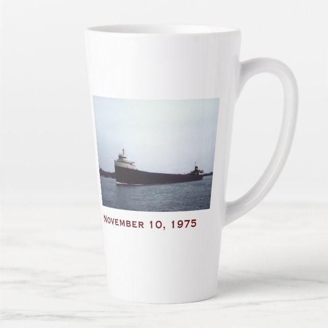 Tasse Latte Edmund Fitzgerald avec des noms d'équipage (Droite)