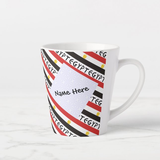 Tasse Latte Égypte et Égypte Drapeau Carrelé Personnalisé (Droite)