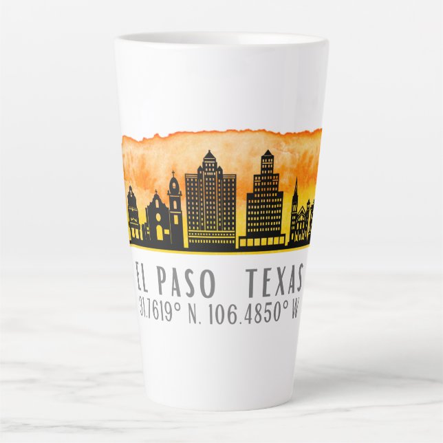 Tasse Latte El Paso Skyline Latitude et Longitude (Devant)